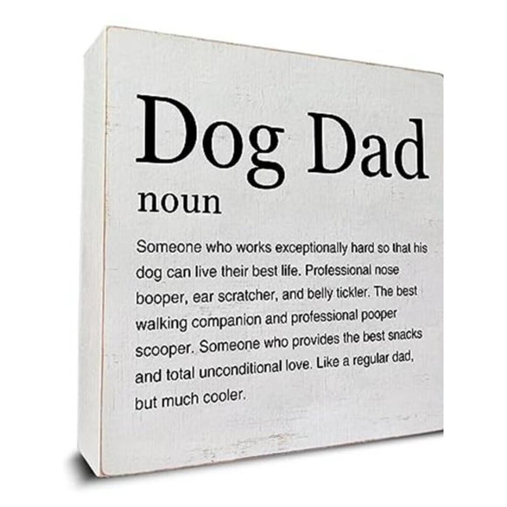 Rustic Wooden Box Sign Dog Dad 5x5 Desk Decor